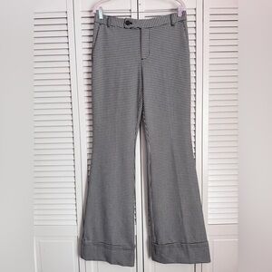 Maeve By Anthropologie Houndstooth Cuff Pants Wide Leg Flare Size 6 Tall